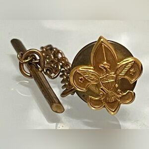 10K Gold Filled Vintage Fleur De Lis Eagle Scouts Of America Lapel Pin 1/20 10K